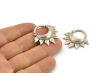 Silver Flower Pendant, 3 Silver Tone Brass Flower Charms (30x29x4mm) E244 H1596