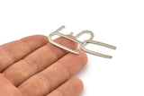 Silver Geometric Charm, 12 Silver Tone  Brass U Shaped Pendants With 1 Hole, Charms, Findings (27x13x0.50mm) E019 H1107