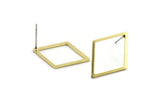 Brass Diamond Earring, 10 Raw Brass Diamond Stud Earrings (24x17x1mm) A1663 A1825