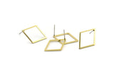 Brass Diamond Earring, 10 Raw Brass Diamond Stud Earrings (24x17x1mm) A1663 A1825