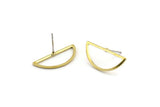 Brass Moon Earring, 10 Raw Brass Semi Circle Stud Earrings (10x23x1mm) A1701 A1840