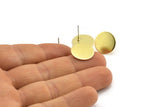 Brass Round Earring, 6 Raw Brass Round Stud Earrings (15x0.80mm) Y037 A1805