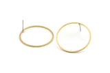 Brass Circle Earring, 10 Raw Brass Circle Stud Earrings (30mm) Bs-1109 A1741