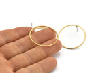 Brass Circle Earring, 10 Raw Brass Circle Stud Earrings (30mm) Bs-1109 A1741