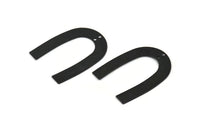 Black Geometric Charm, 6 Oxidized Black Brass U Shaped Pendants With 2 Holes (35x27x0.50mm) E015 S436