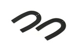 Black Geometric Charm, 6 Oxidized Black Brass U Shaped Pendants With 2 Holes (35x27x0.50mm) E015 S436