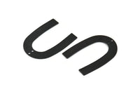 Black Geometric Charm, 6 Oxidized Black Brass U Shaped Pendants With 2 Holes (35x27x0.50mm) E015 S436