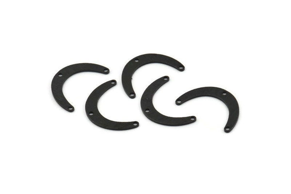 Black Boomerang Charm, 12 Textured Oxidized Black Brass Boomerang Connectors With 3 Holes (20x13x4x0.80mm) D1531