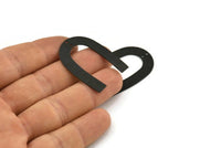 Black Geometric Charm, 8 Textured Oxidized Black Brass U Shaped Pendants With 2 Holes, Charms, Findings (35x27x0.50mm) D0751 S1147