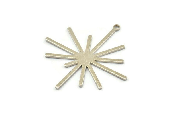 Silver Boom Charm, 4 Textured Silver Tone Brass Boom Charms With 1 Loop (40x38x1mm) D1397 H0381