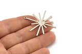 Silver Boom Charm, 4 Textured Silver Tone Brass Boom Charms With 1 Loop (40x38x1mm) D1397 H0381