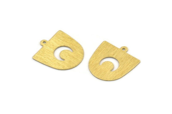 Brass Moon Charm,  24 Textured Raw Brass D Shape Charms With 1 Loop (18x17x0.50mm) M01313