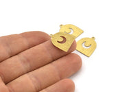 Brass Moon Charm,  24 Textured Raw Brass D Shape Charms With 1 Loop (18x17x0.50mm) M01309