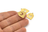 Brass Moon Charm,  24 Textured Raw Brass D Shape Charms With 1 Loop (18x17x0.50mm) M01309