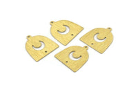Brass Moon Charm,  24 Textured Raw Brass D Shape Charms With 1 Loop And 1 Hole (18x17x0.50mm) M01312