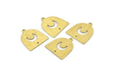 Brass Moon Charm,  24 Textured Raw Brass D Shape Charms With 1 Loop And 1 Hole (18x17x0.50mm) M01312