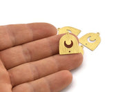 Brass Moon Charm,  24 Textured Raw Brass D Shape Charms With 1 Loop And 1 Hole (18x17x0.50mm) M01312