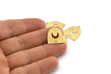 Brass Moon Charm,  24 Textured Raw Brass D Shape Charms With 1 Loop And 1 Hole (18x17x0.50mm) M01312