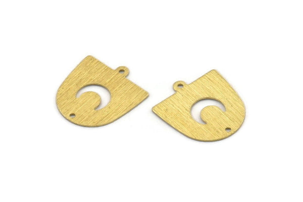 Brass Moon Charm,  24 Textured Raw Brass D Shape Charms With 1 Loop And 1 Hole (18x17x0.50mm) M01311