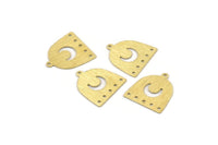 Brass Moon Charm,  24 Textured Raw Brass D Shape Charms With 1 Loop And 5 Holes (18x17x0.50mm) M01324