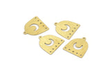 Brass Moon Charm,  24 Textured Raw Brass D Shape Charms With 1 Loop And 5 Holes (18x17x0.50mm) M01324