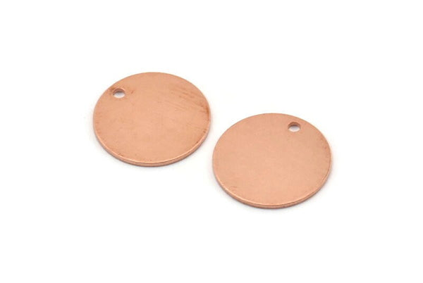 Copper Cabochon Tag, 12 Raw Copper Cabochon Tags With 1 Hole, Stamping Tags (16x0.80mm) M01348