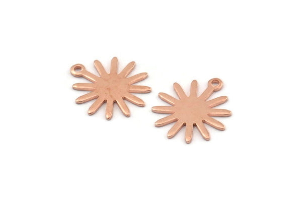 Copper Sun Charm, 24 Raw Copper Sun Charms With 1 Loop, Findings (17x15x0.80mm) M01343