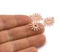 Copper Sun Charm, 24 Raw Copper Sun Charms With 2 Loops, Connectors (19x15x0.80mm) M01346
