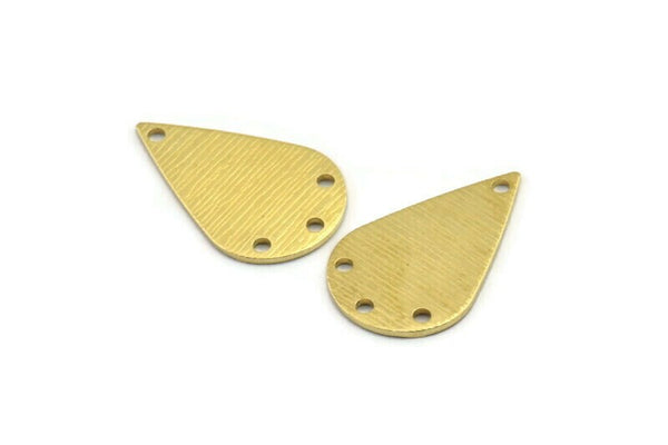 Brass Drop Charm, 12 Textured Raw Brass Drop Charms With 4 Holes (23x15x0.80mm) A1918