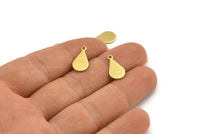 Brass Drop Charm, 50 Raw Brass Drop Charms With 1 Hole, Blanks (15x8x0.80mm) A1890