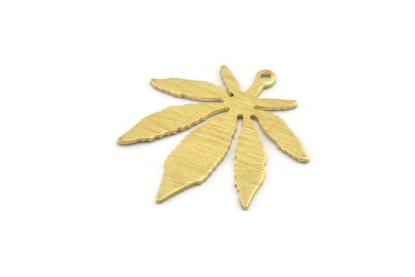 Brass Leaf Charm, 10 Textured Raw Brass Leaf Charms With 1 Hole (29x27x0.80mm) M01421