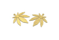 Brass Leaf Charm, 10 Textured Raw Brass Leaf Charms With 1 Hole (29x27x0.80mm) M01421