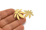 Brass Leaf Charm, 10 Textured Raw Brass Leaf Charms With 1 Hole (29x27x0.80mm) M01421