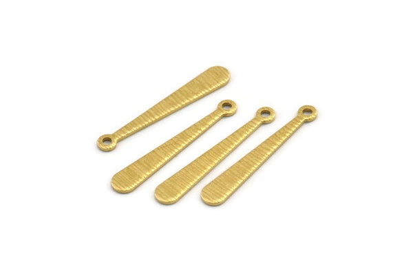 Brass Stick Charm, 50 Textured Raw Brass Stick Charms With 1 Hole, Findings (25x4x0.80mm) A1877