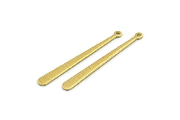 Brass Stick Charm, 24 Textured Raw Brass Stick Charms With 1 Hole (40x4x0.80mm) A1875