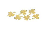 Brass Flower Charm, 50 Textured Raw Brass leaf Charms With 1 Hole (17x14x0.40mm) A1873