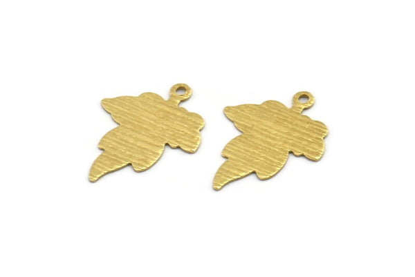 Brass Leaf Charm, 50 Textured Raw Brass Leaf Charms With 1 Hole (19x14x0.40mm) A1872