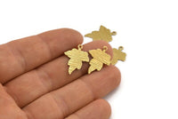 Brass Leaf Charm, 50 Textured Raw Brass Leaf Charms With 1 Hole (19x14x0.40mm) A1872