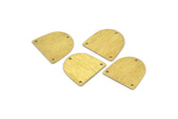 Brass D Shape, 24 Textured Raw Brass D Shape Charms With 3 Holes, Brass Blanks (16x17x0.50mm) M01330