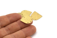 Brass D Shape, 24 Textured Raw Brass D Shape Charms With 4 Holes, Brass Blanks (16x17x0.50mm) M01331