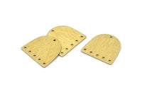Brass D Shape, 24 Textured Raw Brass D Shape Charms With 6 Holes, Brass Blanks (16x17x0.50mm) M01333