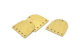 Brass D Shape, 24 Textured Raw Brass D Shape Charms With 6 Holes, Brass Blanks (16x17x0.50mm) M01333