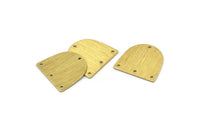 Brass D Shape, 24 Textured Raw Brass D Shape Charms With 4 Holes, Brass Blanks (16x17x0.50mm) M01332