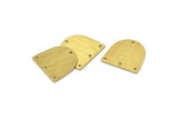 Brass D Shape, 24 Textured Raw Brass D Shape Charms With 4 Holes, Brass Blanks (16x17x0.50mm) M01332