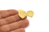 Brass D Shape, 24 Textured Raw Brass D Shape Charms With 4 Holes, Brass Blanks (16x17x0.50mm) M01332