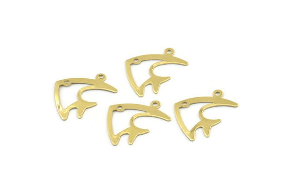 Brass Fish Charm, 50 Raw Brass Fish Charms With 1 Loop (19x14x0.50mm) M01294