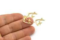 Brass Fish Charm, 50 Raw Brass Fish Charms With 1 Loop (19x14x0.50mm) M01294