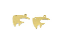Brass Fish Charm, 50 Raw Brass Fish Charms With 1 Loop (19x14x0.50mm) M01290