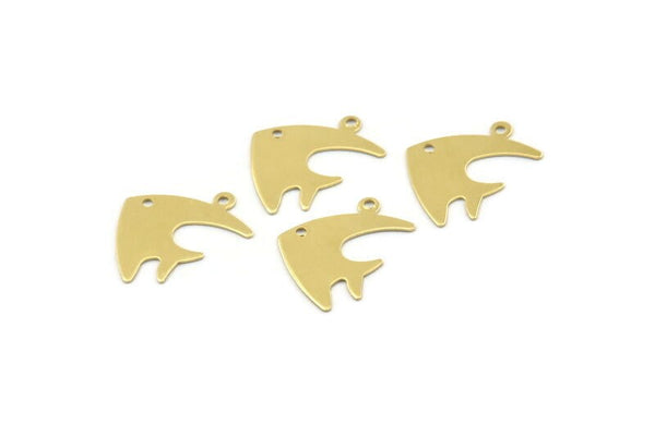 Brass Fish Charm, 50 Raw Brass Fish Charms With 1 Loop (19x14x0.50mm) M01290