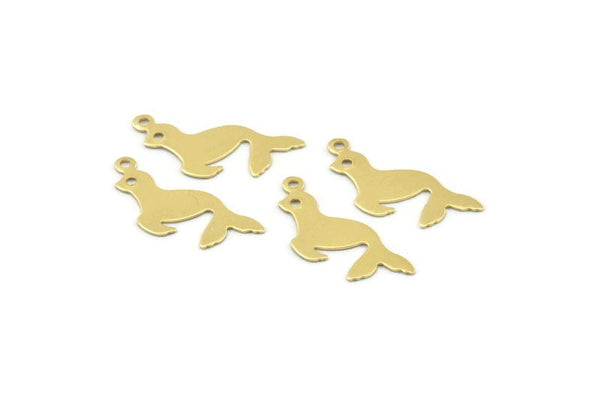 Brass Seal Charm, 50 Raw Brass Seal Charms With 1 Loop (23x10x0.45mm) M01291